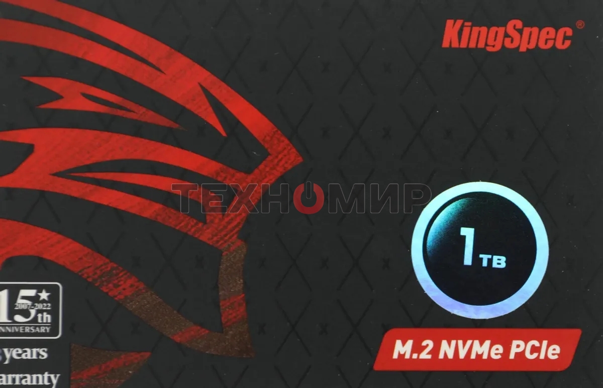Накопитель SSD KingSpec NE-1Tb, 1Tb, PCIe 3.0 x4, M.2 2280, NVMe, R/W 2400/1900