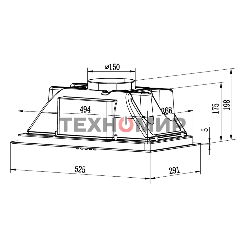 Вытяжка встраиваемая Krona Ameli Light 600 PB нержавеющая сталь, 52.5 см, 633 куб. м/ч, 44 дБ