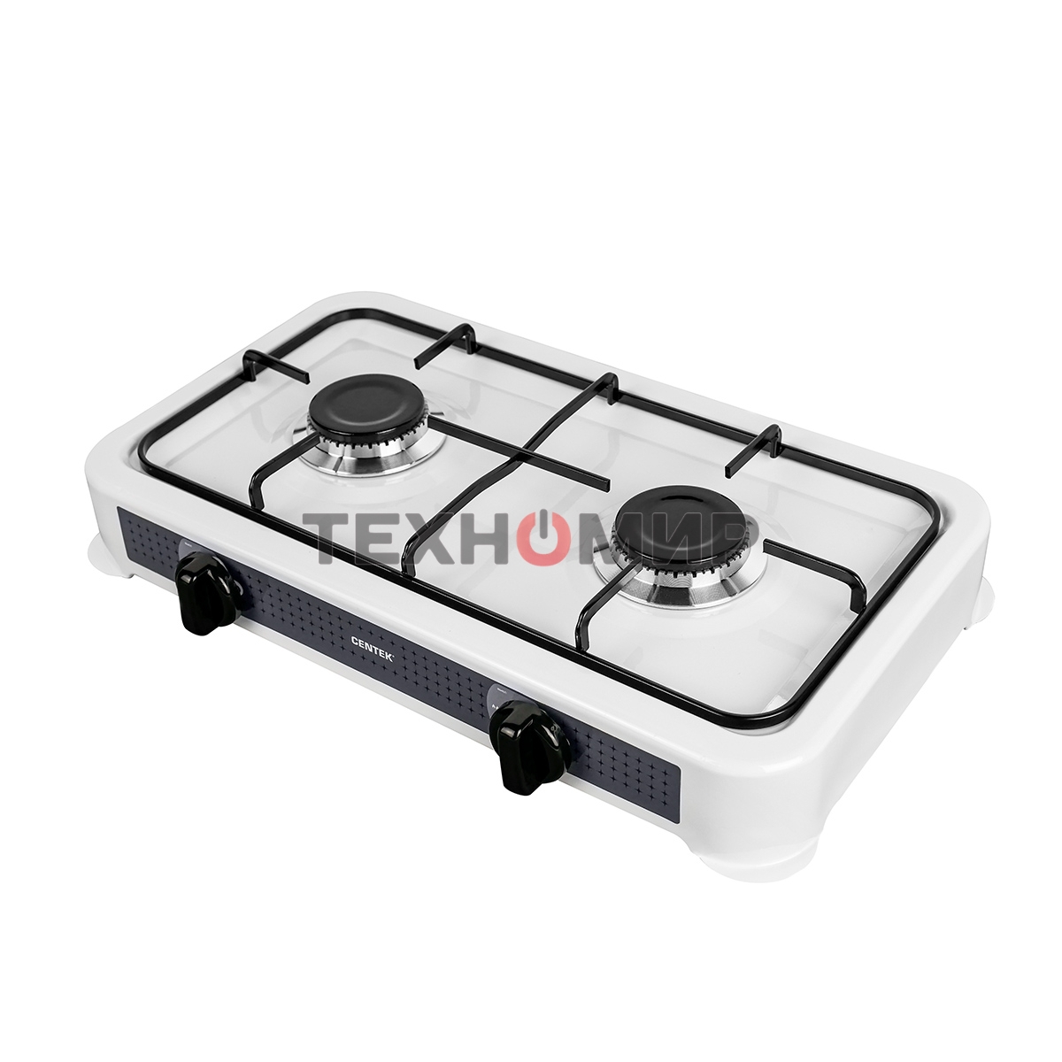 Плита настольная газовая Centek CT-1524 белый, 3.4 кВт, газ, конфорки - 2, эмаль, поворотные переключатели