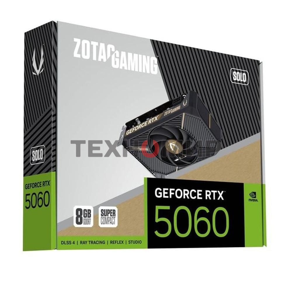 Видеокарта Zotac RTX 5060 SOLO 8Gb GDDR7 128bit 3xDP HDMI 1FAN LITE PACK