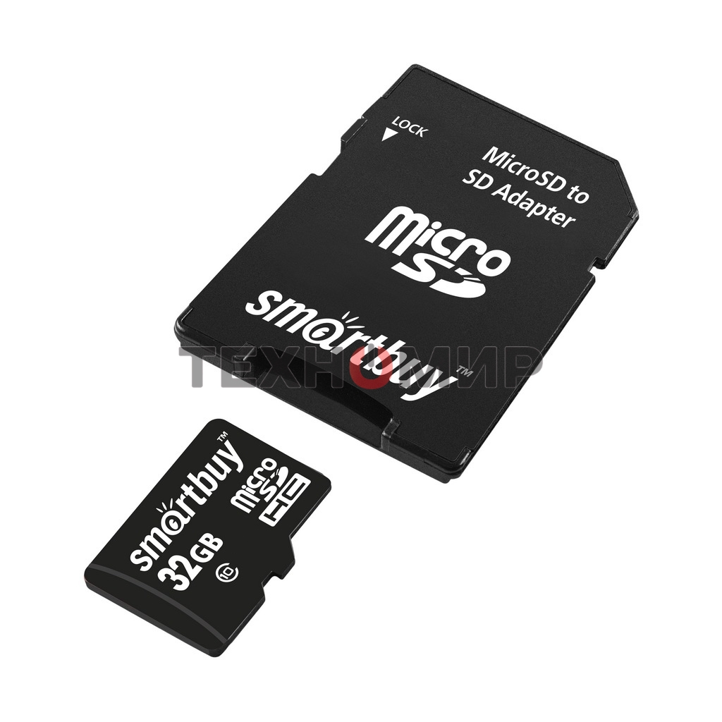 Флеш карта Micro SDHC 32Gb Smartbuy Class 10, адаптер в комплектеLE