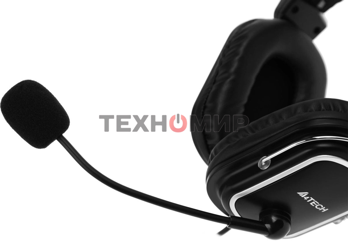 Гарнитура проводная с микрофоном A4Tech HU-50 черный 2м накладные USB оголовье