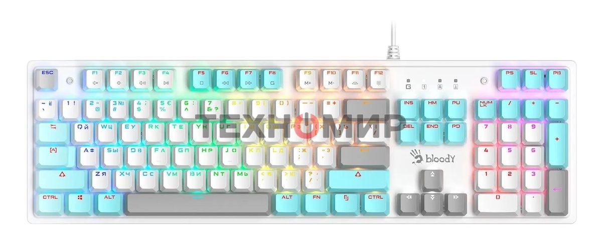 Клавиатура проводная A4Tech Bloody S510N USB белый
