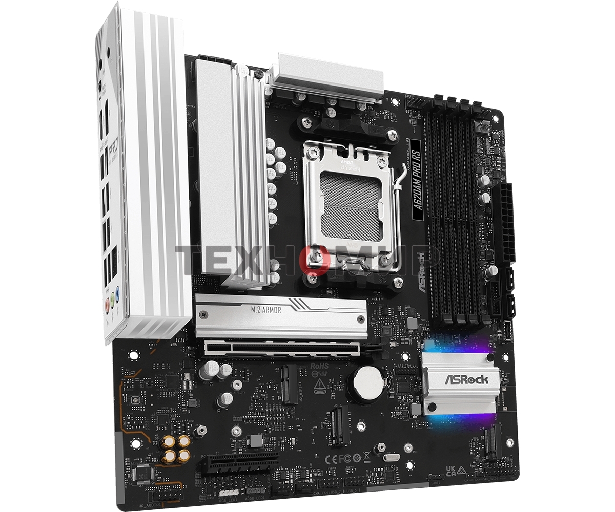 Материнская плата ASRock A620AM Pro RS, AM5, AMD A620, 4xDDR5, 2xSATA, 3xM.2, 1xPCIe 4.0 x16, 1xPCIe 3.0 x2, 1xDP, 1xHDMI, 1x2.5Gb LAN, 1xUSB-C 5Gbps, 3xUSB-A 5Gbps, 4xUSB-A 2.0, 3x3.5 мм, 7.1, mATX