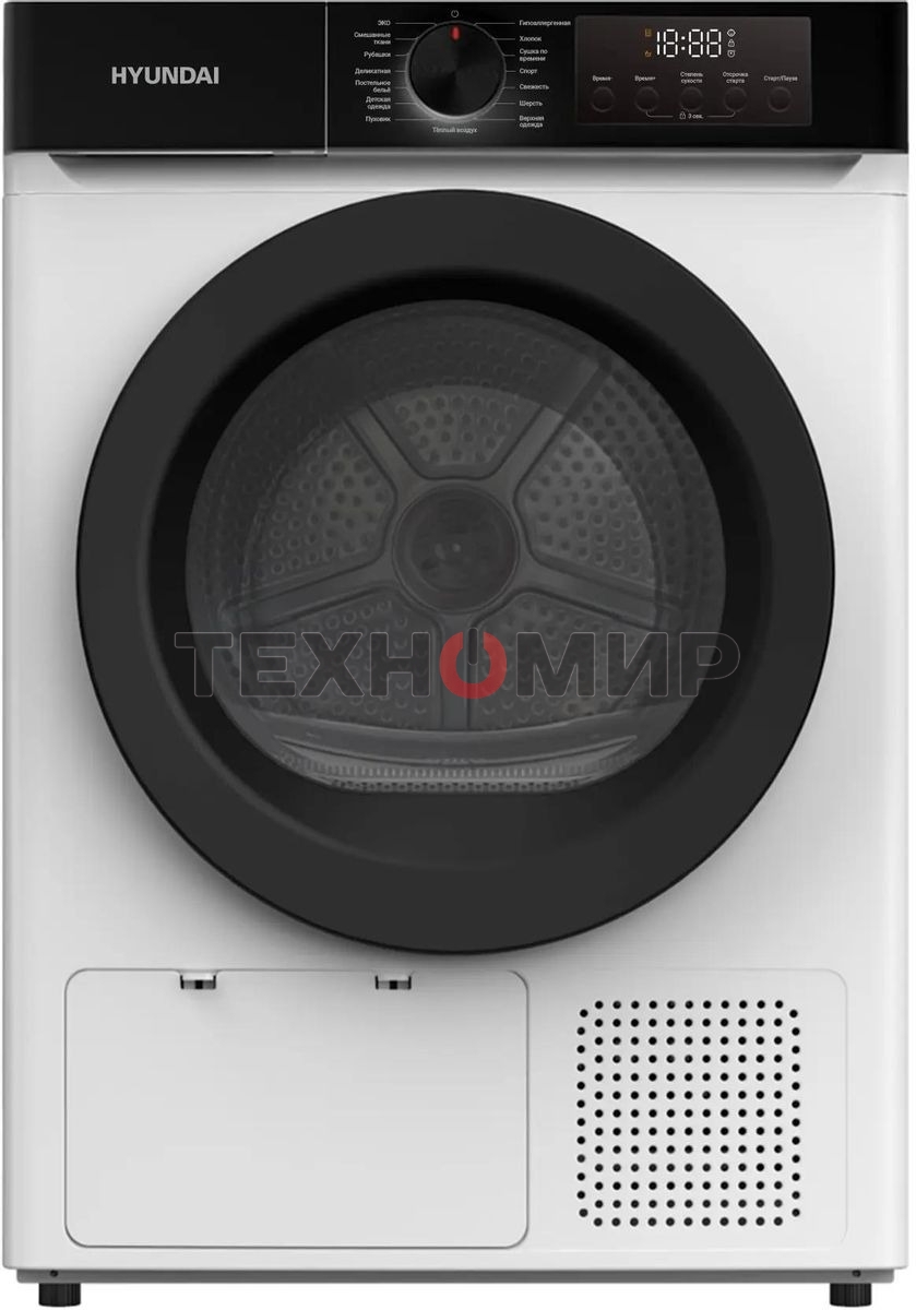 Сушильная машина Hyundai DFE9415 белый, 9 кг, сушка - тепловой насос, программ - 14, 59.5 x 85 x 61.5 см