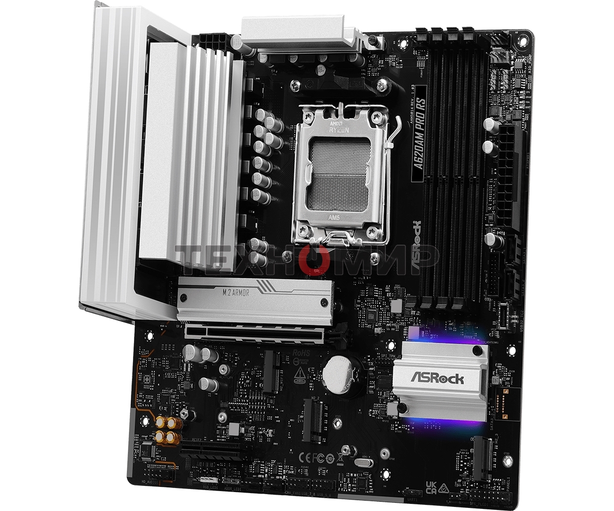 Материнская плата ASRock A620AM Pro RS, AM5, AMD A620, 4xDDR5, 2xSATA, 3xM.2, 1xPCIe 4.0 x16, 1xPCIe 3.0 x2, 1xDP, 1xHDMI, 1x2.5Gb LAN, 1xUSB-C 5Gbps, 3xUSB-A 5Gbps, 4xUSB-A 2.0, 3x3.5 мм, 7.1, mATX
