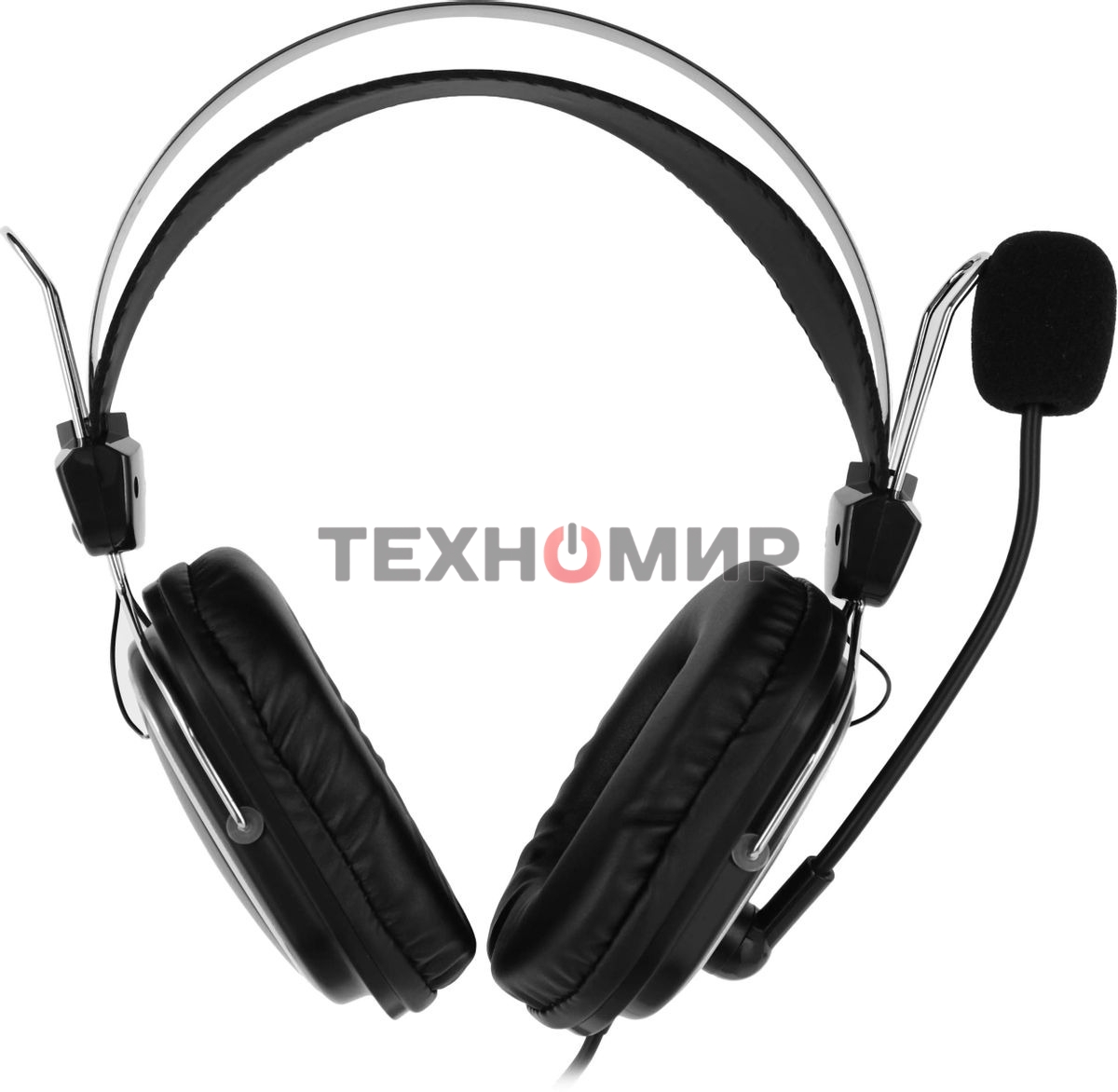 Гарнитура проводная с микрофоном A4Tech HU-50 черный 2м накладные USB оголовье