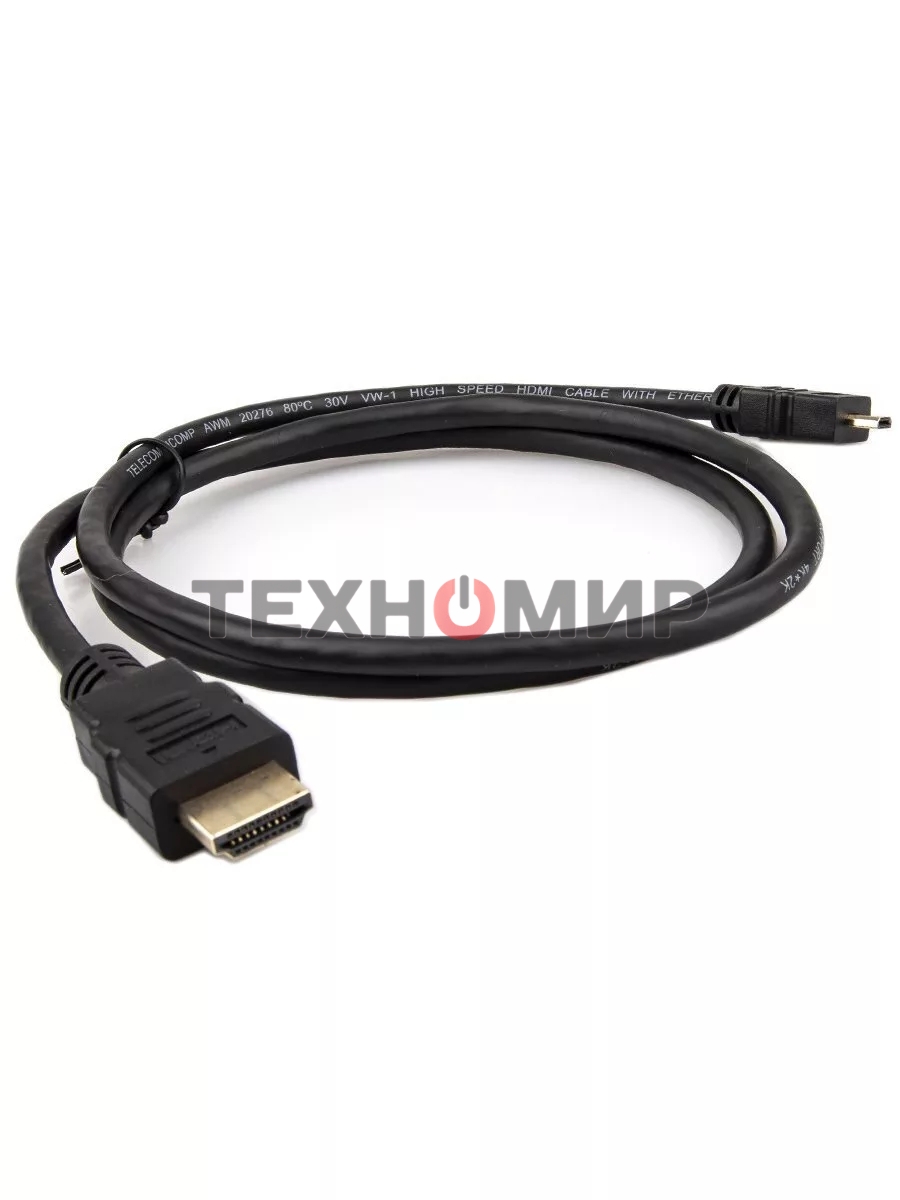 Кабель VCOM/TELECOM HDMI-19M -- MicroHDMI-19M ver 2.0+3D/Ethernet,1m Telecom TCG206-1M