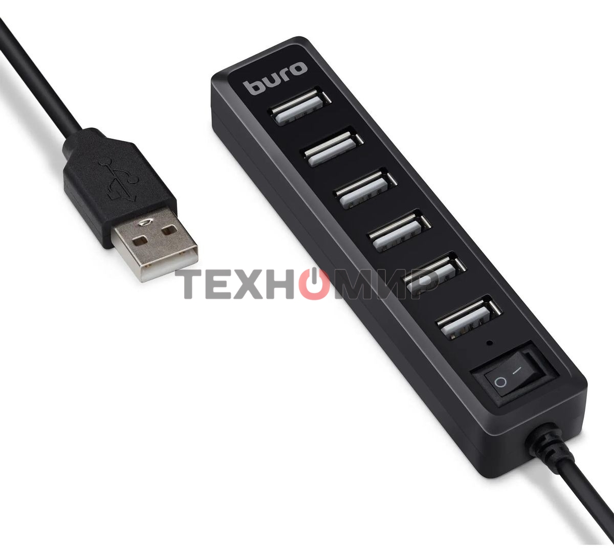 Разветвитель USB 2.0 Buro BU-HUB7-1.0-U2.0 7порт. черный