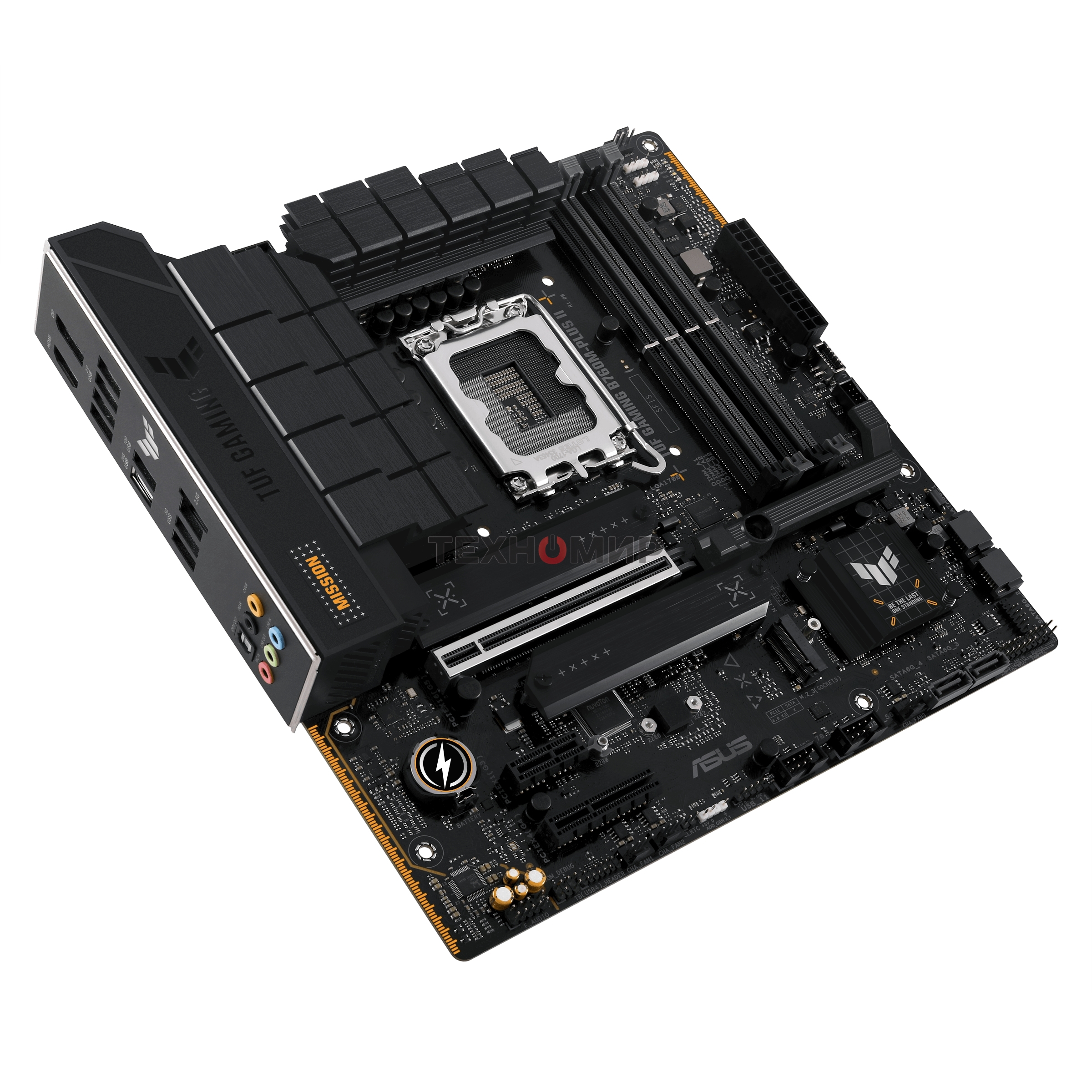 Материнская плата ASUS TUF GAMING B760M-PLUS II, LGA 1700, Intel B760, 4xDDR5, 4xSATA, 3xM.2, 1xPCIe 5.0 x16, 1xPCIe x4, 1xPCIe x1, 1xUSB-A 3.2 Gen 2, 2xUSB-A 3.2 Gen 1, 4xUSB 2.0, 1xUSB-C 3.2 Gen 2x2, 1x2.5Gb LAN, 5x3.5 мм, 7.1, mATX