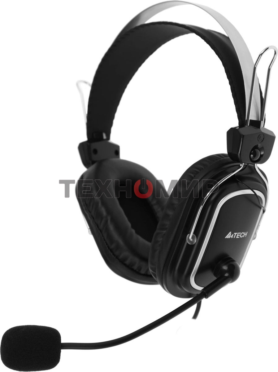 Гарнитура проводная с микрофоном A4Tech HU-50 черный 2м накладные USB оголовье