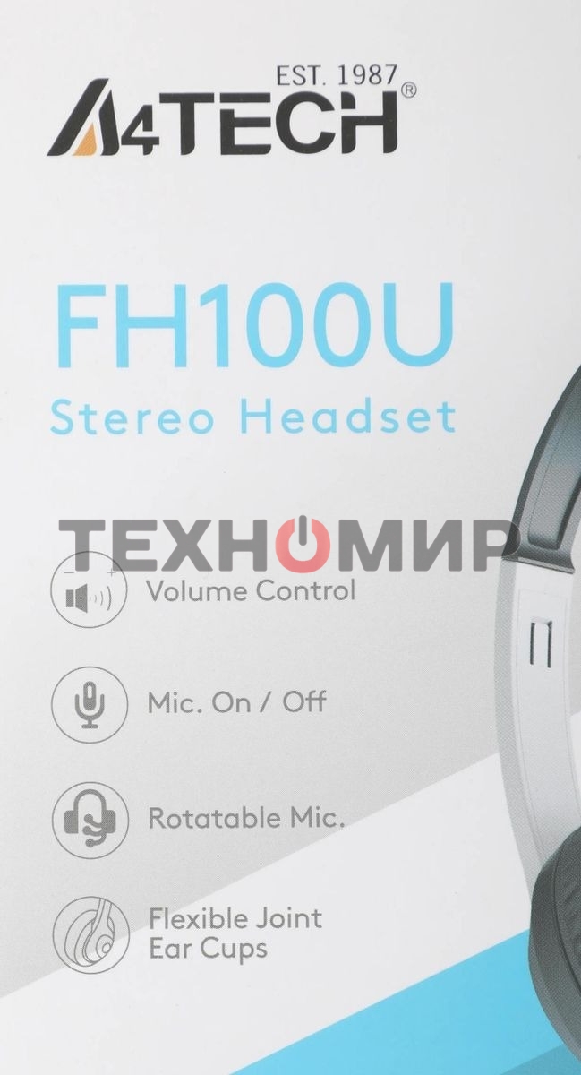 Гарнитура проводная с микрофоном A4Tech Fstyler FH100U белый/черный 2м