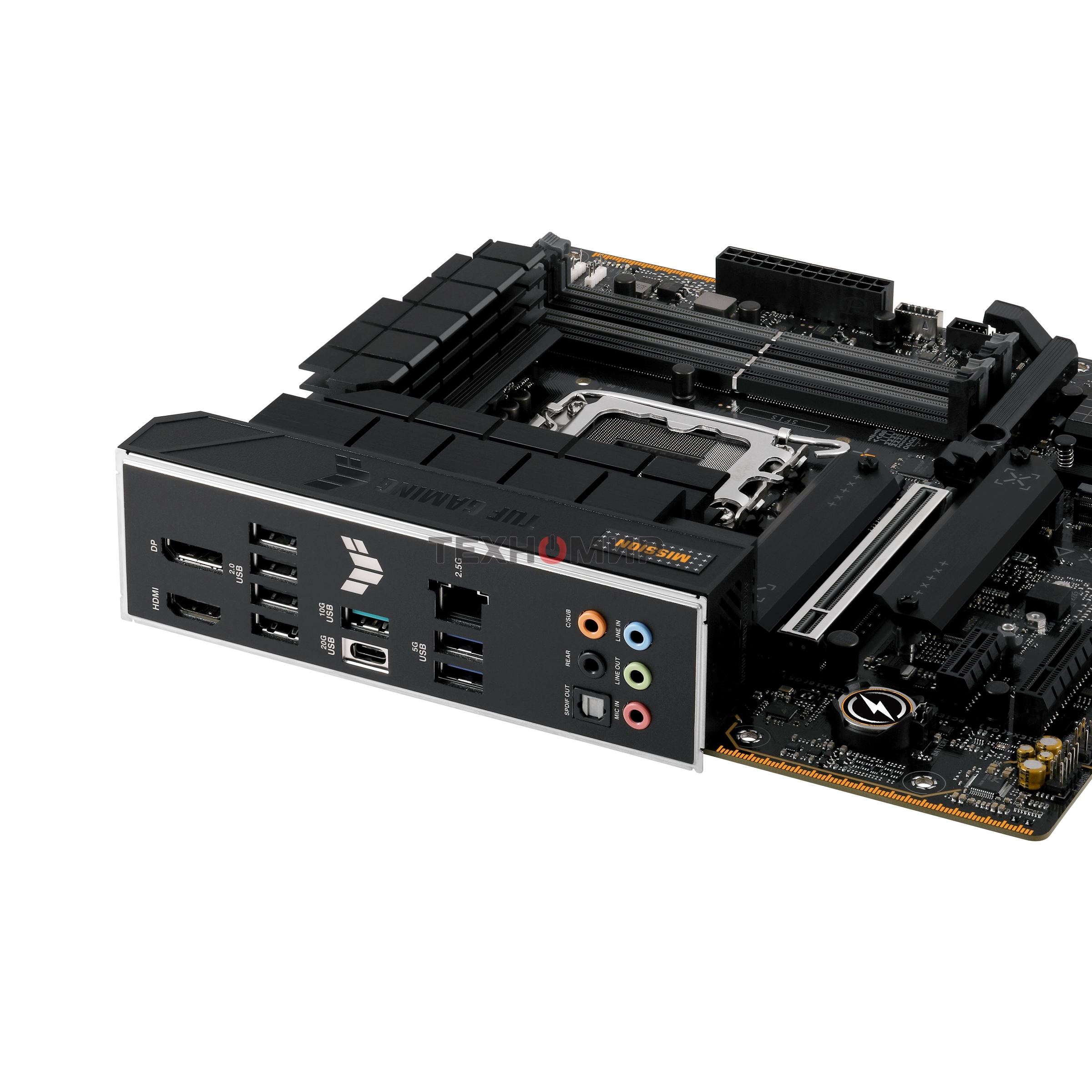 Материнская плата ASUS TUF GAMING B760M-PLUS II, LGA 1700, Intel B760, 4xDDR5, 4xSATA, 3xM.2, 1xPCIe 5.0 x16, 1xPCIe x4, 1xPCIe x1, 1xUSB-A 3.2 Gen 2, 2xUSB-A 3.2 Gen 1, 4xUSB 2.0, 1xUSB-C 3.2 Gen 2x2, 1x2.5Gb LAN, 5x3.5 мм, 7.1, mATX