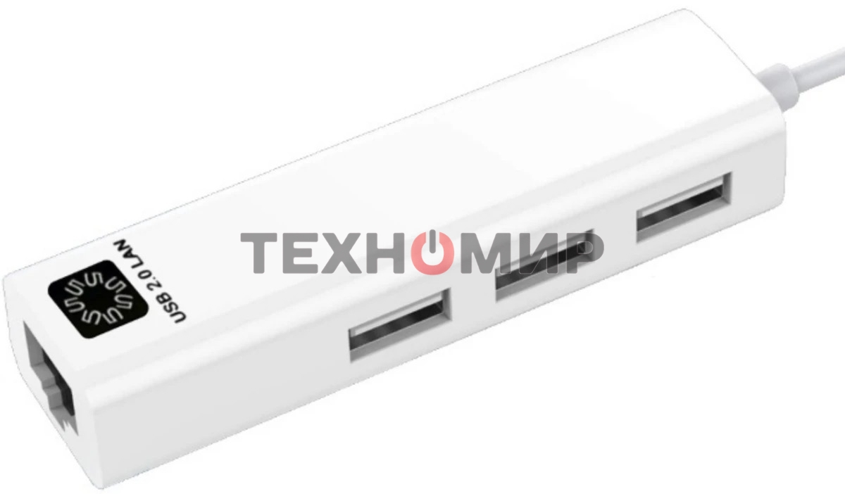 Кабель-адаптер 5bites UA2-45-06WH USB2.0, 3*USB2.0, RJ45 100MB, белый