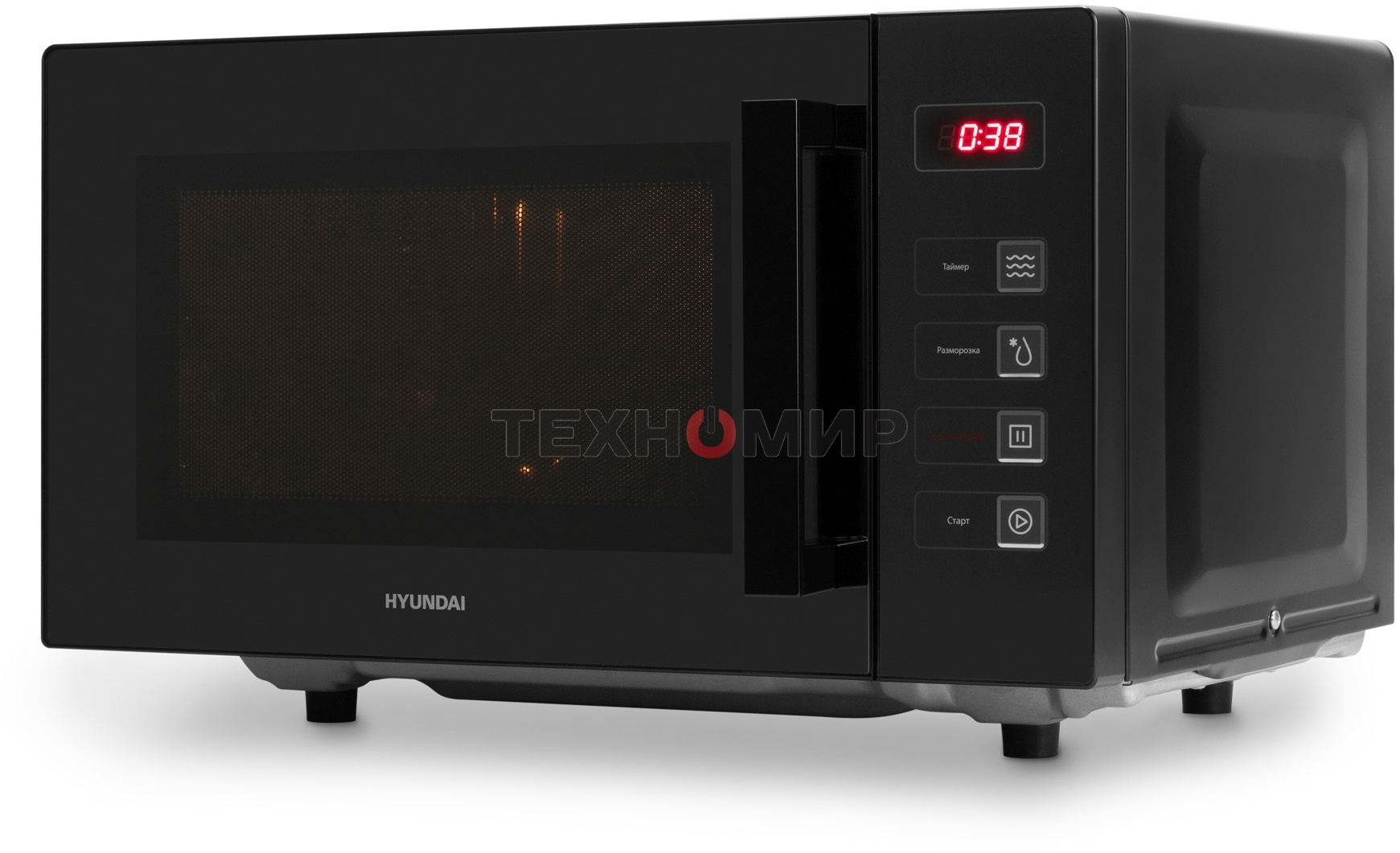 Микроволновая печь Hyundai HYM-D3008 черный, 23 л, 800 Вт, переключатели - кнопки