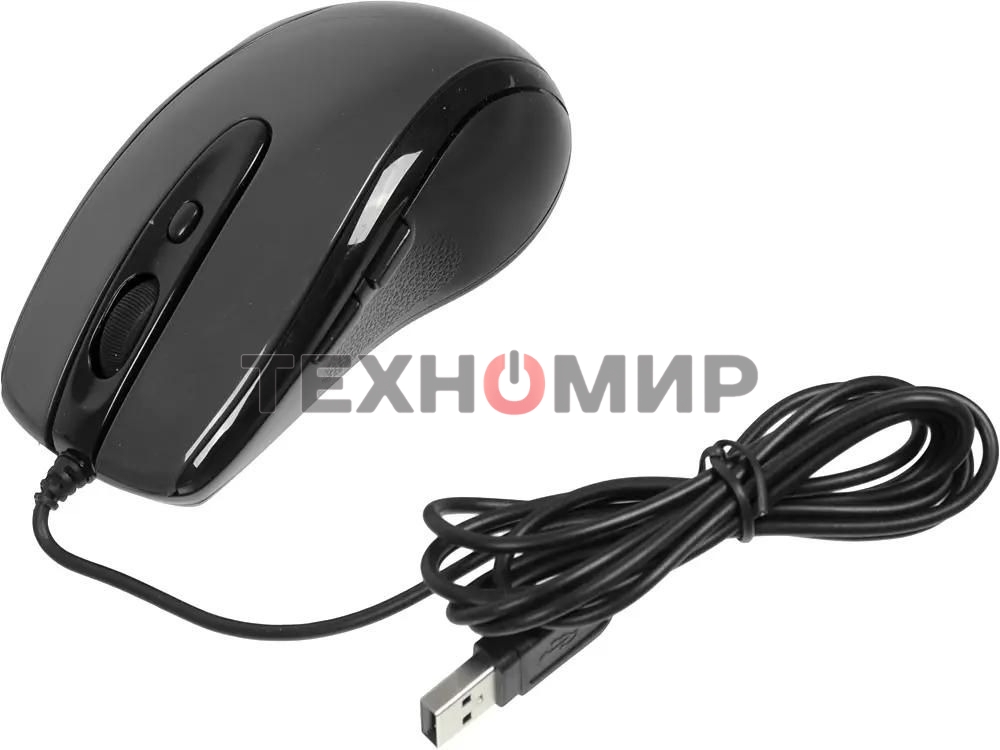 Мышь проводная A4Tech N-708X серый глянец/черный, 1600 dpi, USB, кнопки - 6