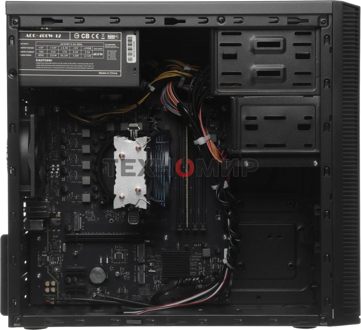 Компьютер Amur Нарвал B7I21 MT i3 12100 (3.3) 16Gb SSD 256Gb UHDG 730 FreeDOS GbitEth 400W мышь клавиатура черный (RUS) (2147002)