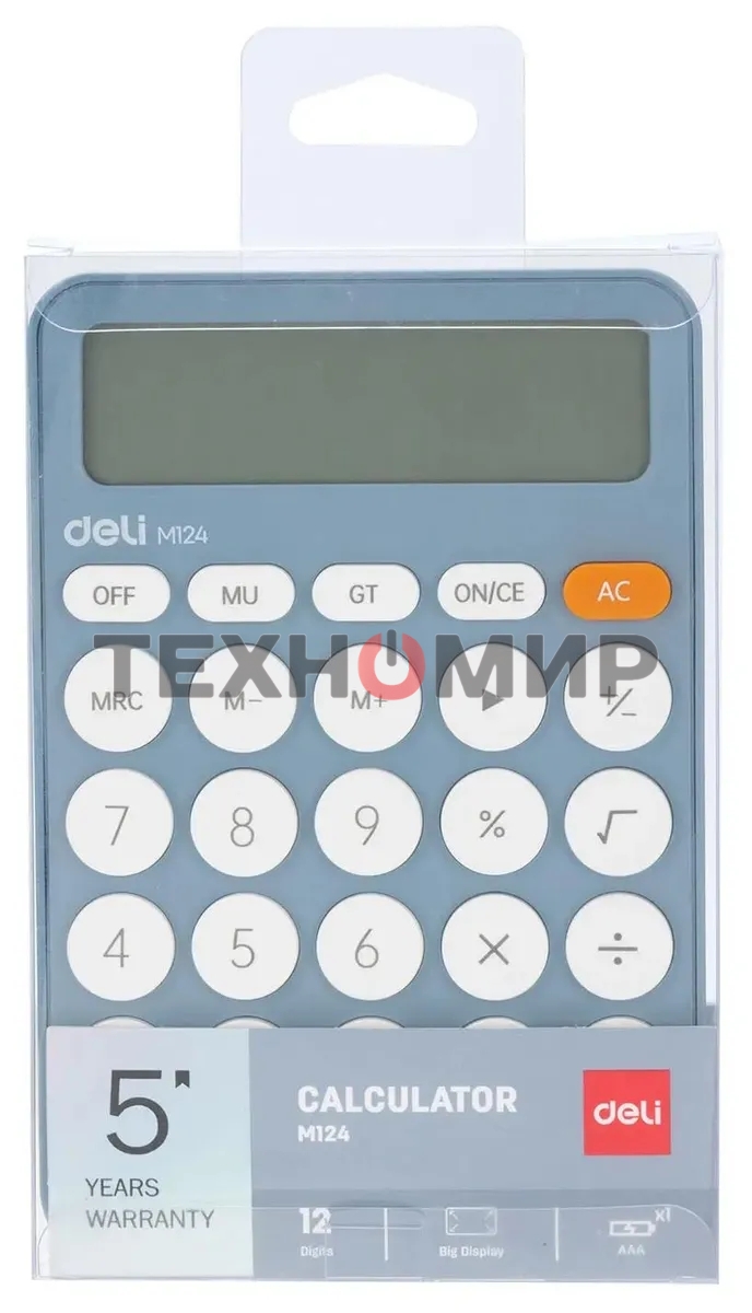 Калькулятор настольный Deli EM124BLUE синий 12-разр.