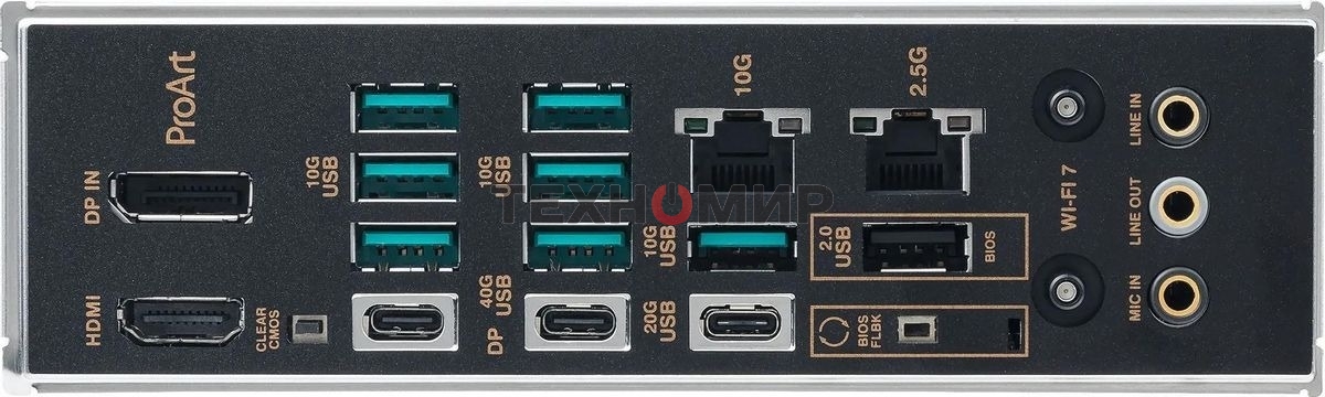 Материнская плата ASUS PROART X870E-CREATOR WIFI, AM5, AMD X870E, 4xDDR5, 4xSATA, 4xM.2, 2xPCIe 5.0 x16, 1xPCIe 4.0 x4, 2xUSB-C 40Gbps, 1xUSB-C 20Gbps, 7xUSB-A 10Gbps, 1xUSB-A 2.0, 1xDP (v1.4), 1xHDMI (v2.1), 1x10Gb LAN, 1x2.5Gb LAN, Wi-Fi 7, Bluetooth 5.