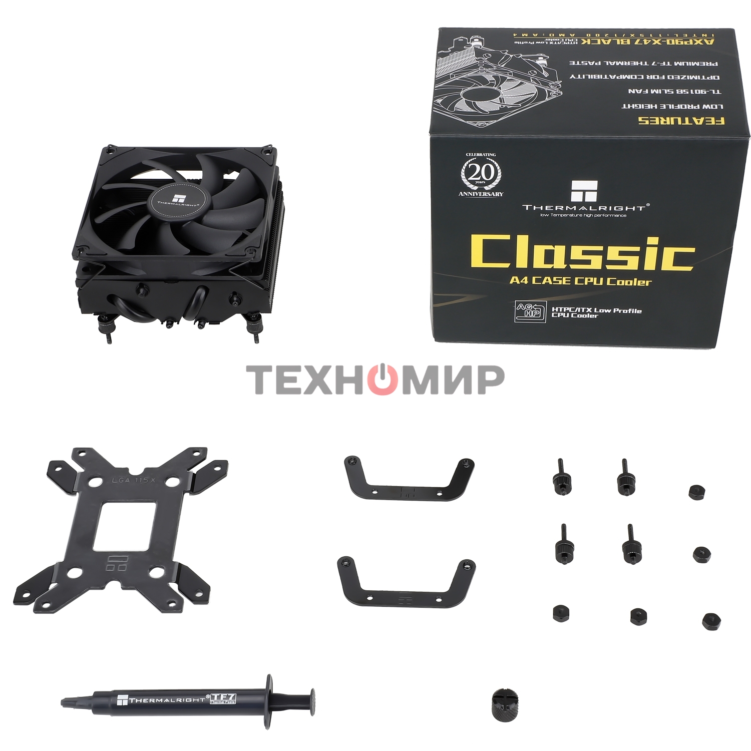 Устройство охлаждения (кулер) Thermalright AXP-90 X47 BLACK Soc-AM5/AM4/1200/1700/1851 4-pin 22.4dB Al+Cu 365gr Ret (AXP-90-X47-BLACK)