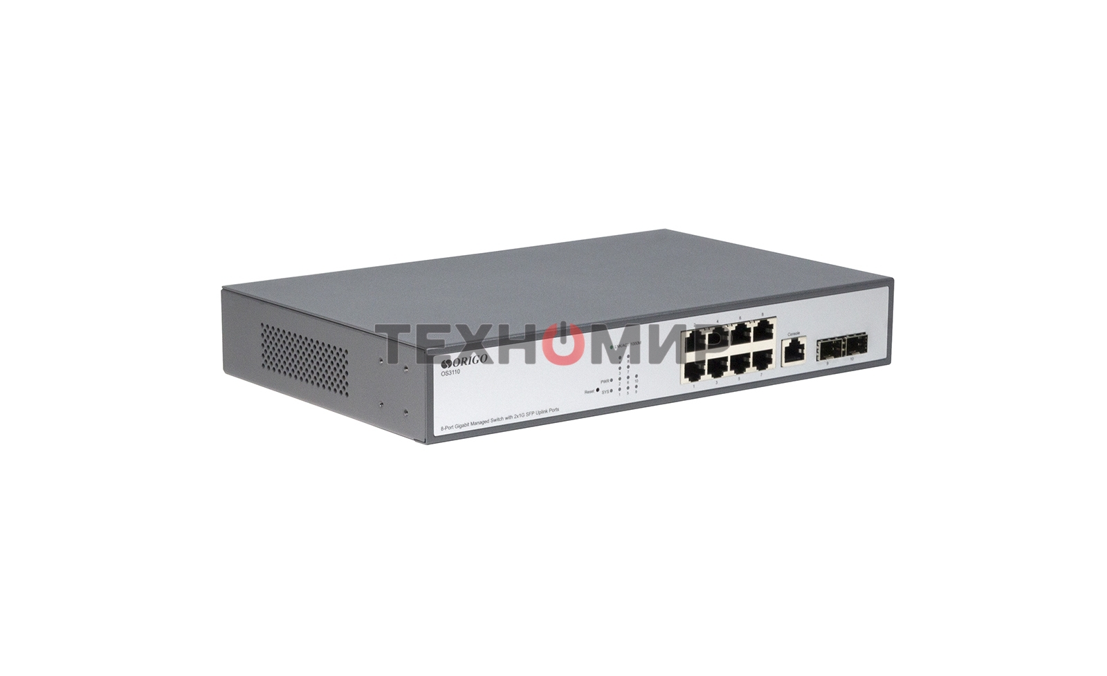 Коммутатор Managed L2 Switch 8x1000Base-T, 2x1000Base-X SFP, RJ45 Console, 19