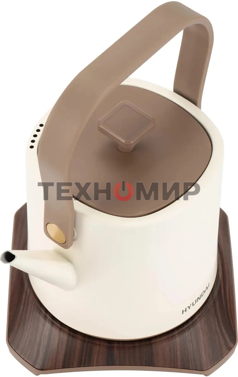 Чайник электрический Hyundai HYK-S2043 0,6 л, 1000 Вт, кремовый/коричневый