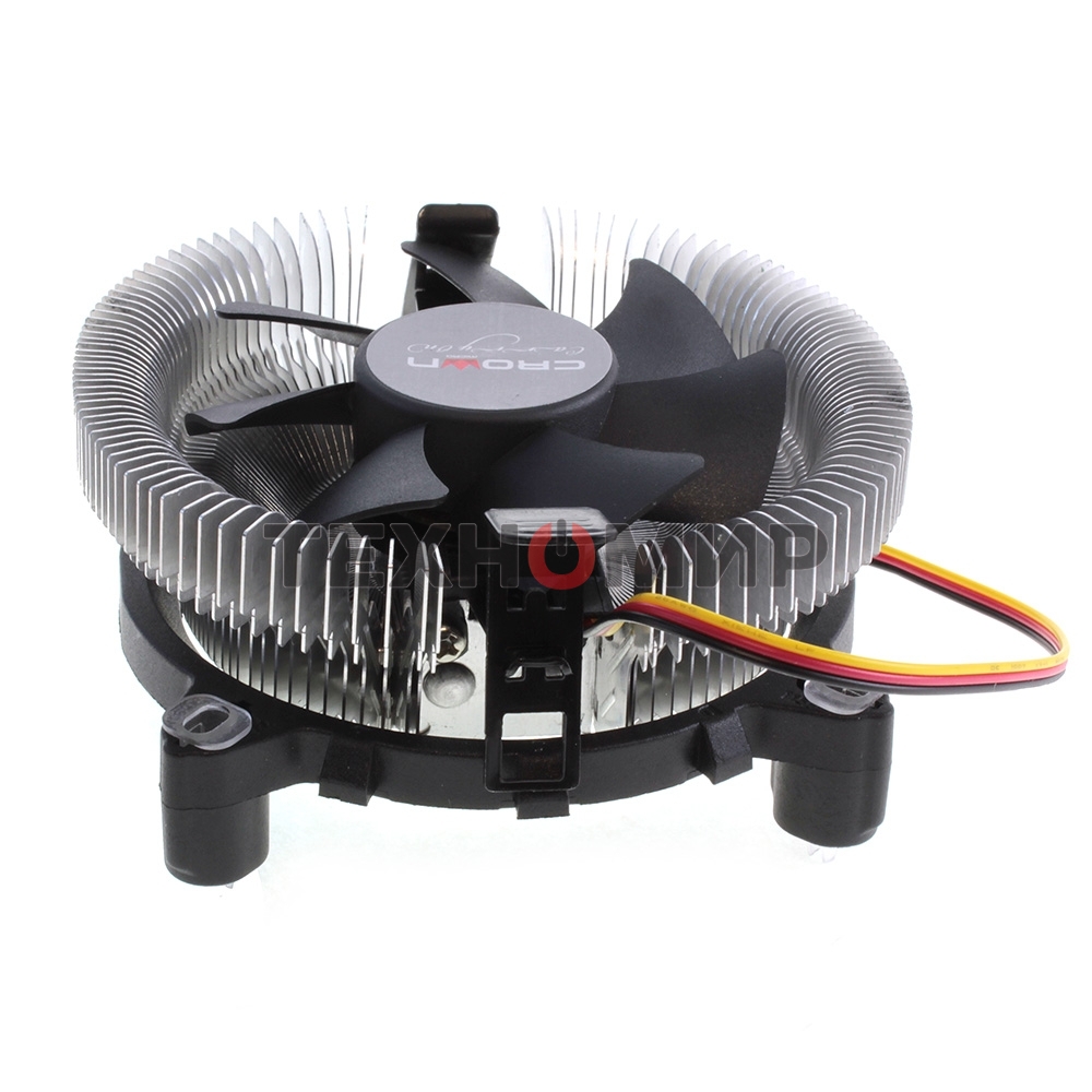 Кулер для процессора Crown CM-80 v2 серебристый/черный, 75 мм, алюминий, 2200 об/мин, 22 дБ, 3 pin, 65 Вт, 42 мм