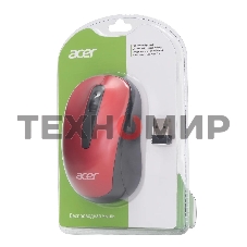 Мышь беспроводная Acer OMR136 красный, 1000 dpi, радиоканал, USB, кнопки - 3
