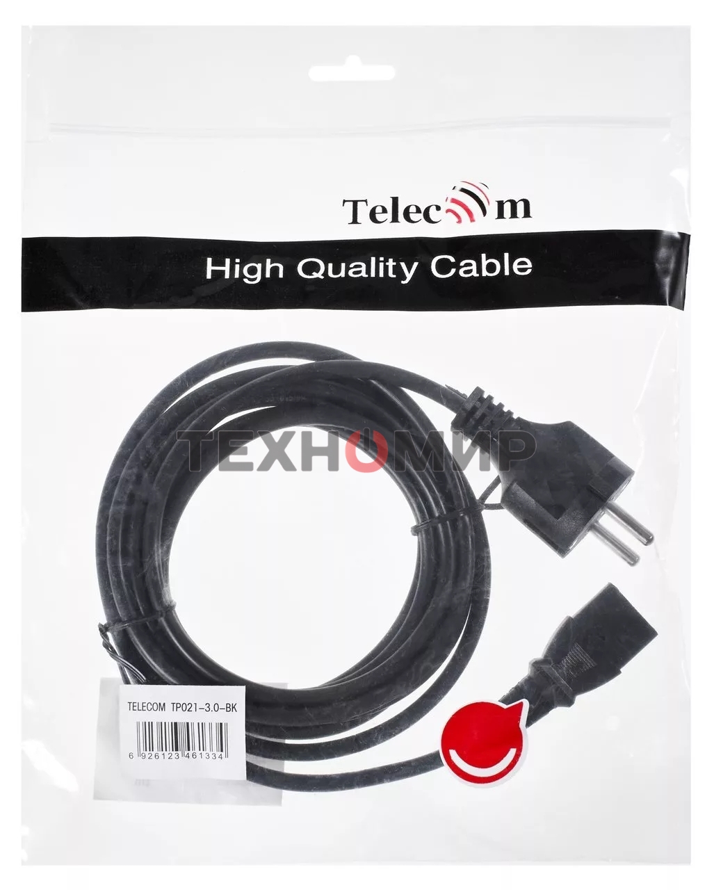 Кабель компьютер - розетка 3 м 220V (Европейский стандарт) VCOM/TELECOM