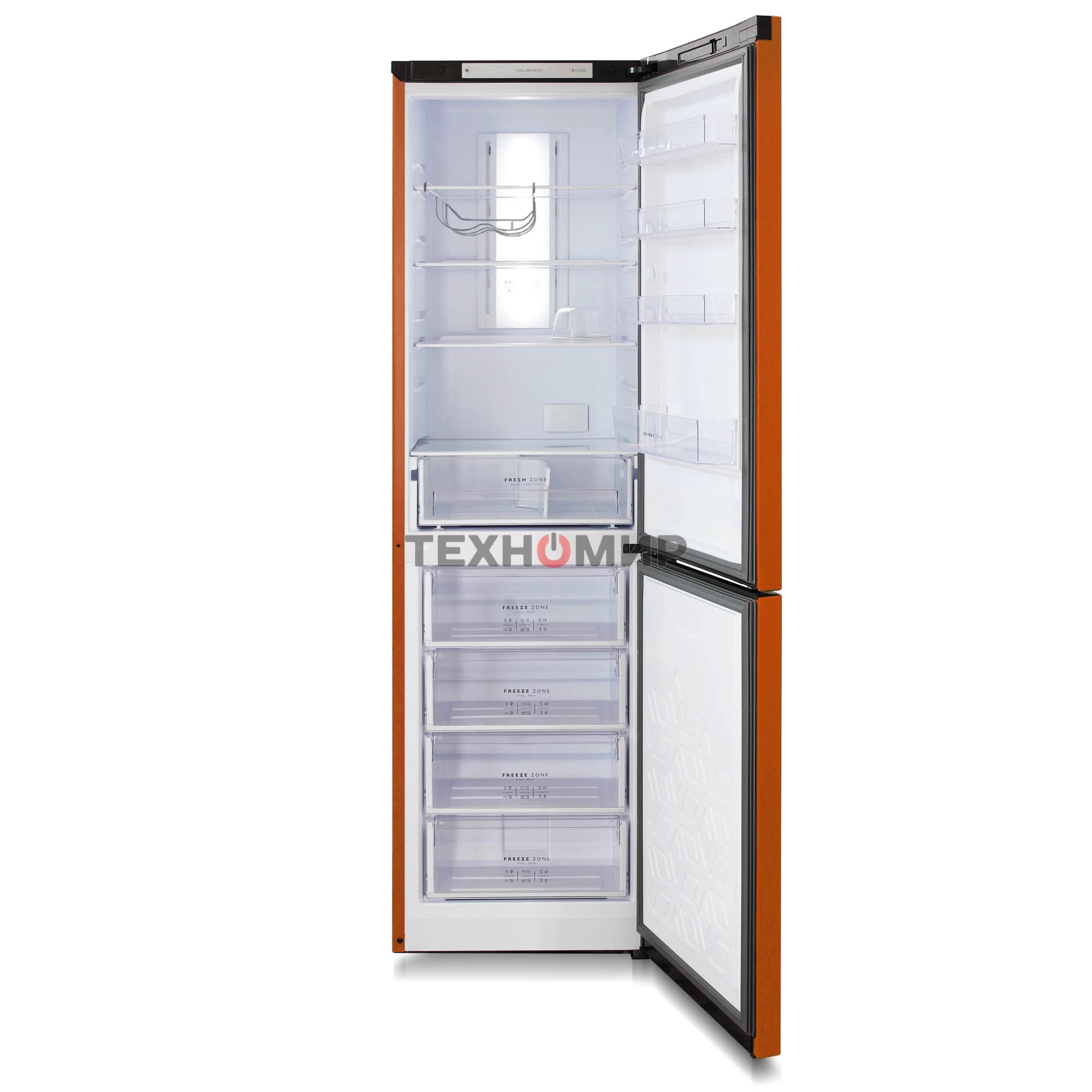 Холодильник Бирюса Б-T980NF оранжевый двухкамерный 240/130 л морозильник снизу, No Frost