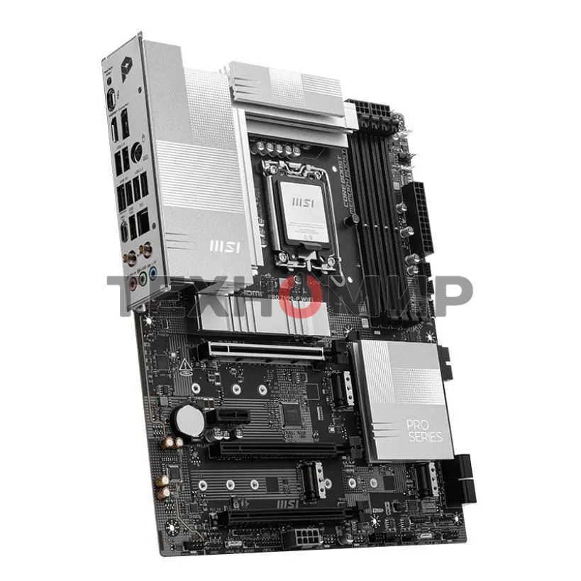Материнская плата MSI PRO Z890-P WIFI, LGA 1851, Intel Z890, 4xDDR5, 4xSATA, 4xM.2, 1xPCIe 5.0 x16, 2xPCIe 4.0 x4, 1xPCIe 3.0 x1, 1xHDMI, 1xDP, 1xUSB-C Thunderbolt 4, 1xUSB-C 3.2 Gen 2, 1x 5Gb LAN, 2xUSB-A 3.2 Gen 1, 1xUSB-A 3.2 Gen 2, 4xUSB-A 2.0, 3x3.5 