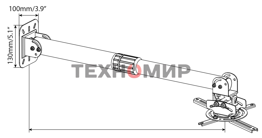 Кронштейн для проектора Cactus CS-VM-PR16L-AL серебристый макс.13.6кг настенный и потолочный поворот и наклон