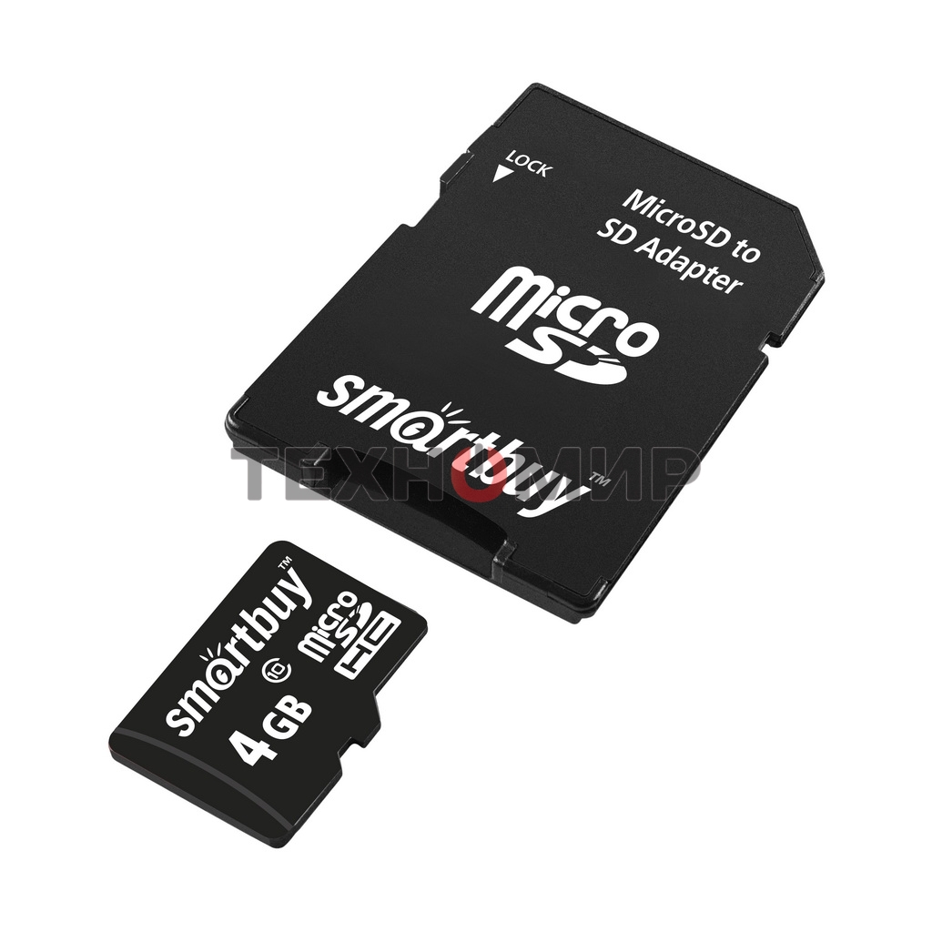 Флеш карта microSD 4Gb Smartbuy microSDHC Class 10 (SD адаптер)