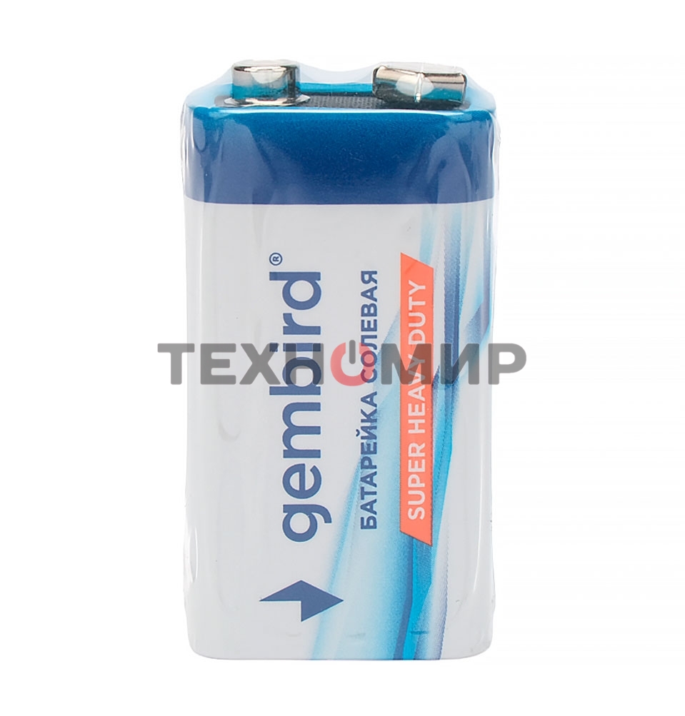 Батарейка солевая Gembird Gb-6F22-1F, тип Крона(6F22), 1шт, пленка, 9 В