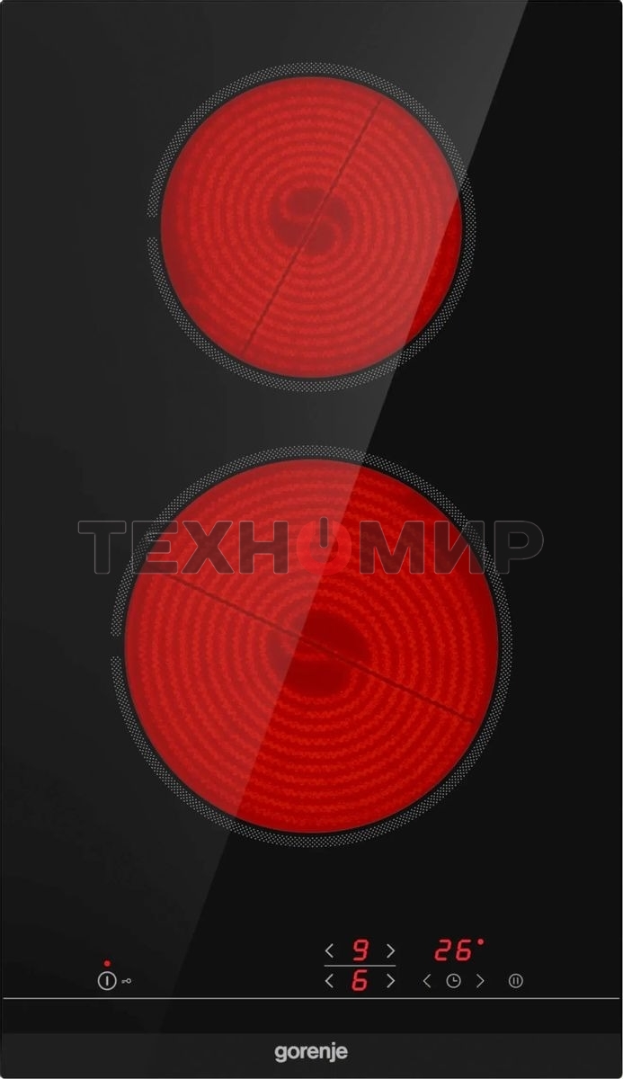 Варочная панель Gorenje ECT321BCSC, конфорок: 2 шт., стеклокерамика, независимая, черный