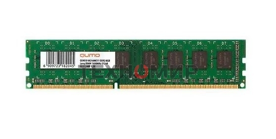 Оперативная память Qumo, DDR3L, 2GB (1x2GB), 1600MHz, CL11, DIMM