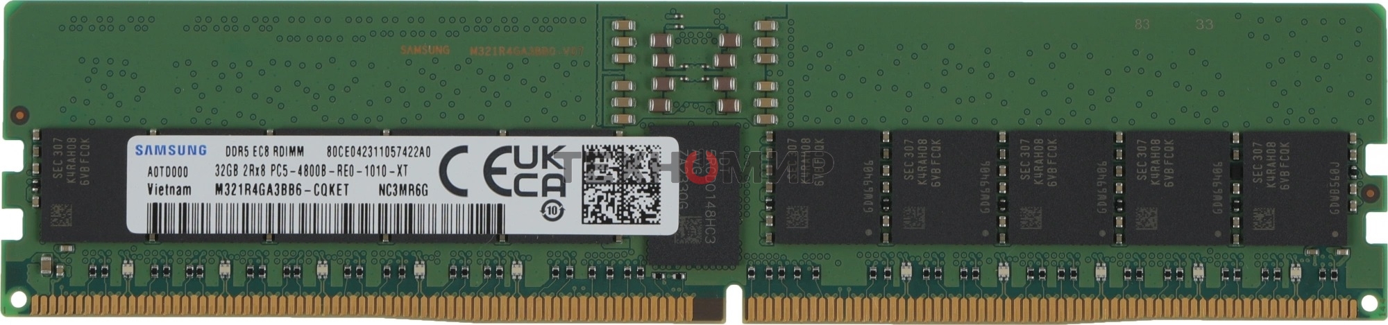 Оперативная память Samsung, DDR5, 32Gb (1x32Gb), 4800MHz, CL40, ECC, RDIMM, OEM