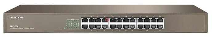 Коммутатор неуправляемый IP-COM F1024 24 порта, 24x100 Мбит/с, установка в стойку, металлический корпус