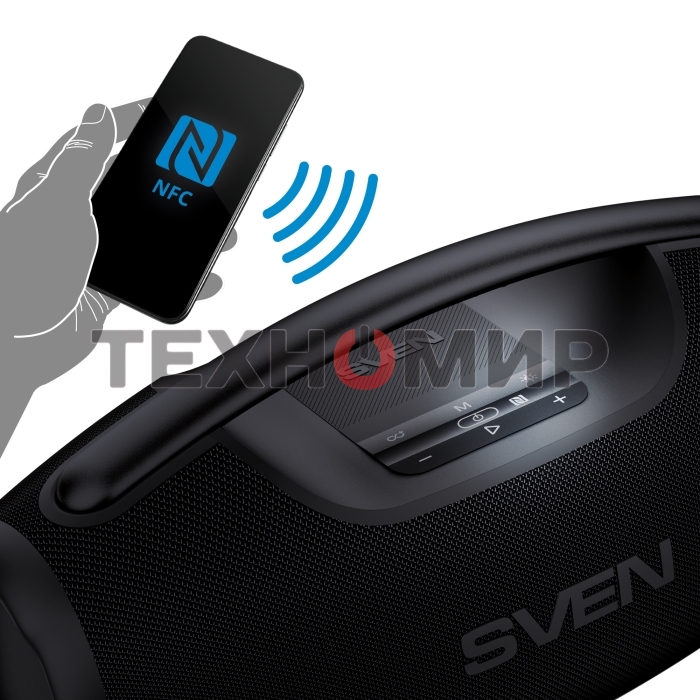 Портативная акустическая система SVEN PS-990, черный, 2.0, 2x90 Вт (RMS), IPx7, TWS, Bluetooth, USB, аккумулятор