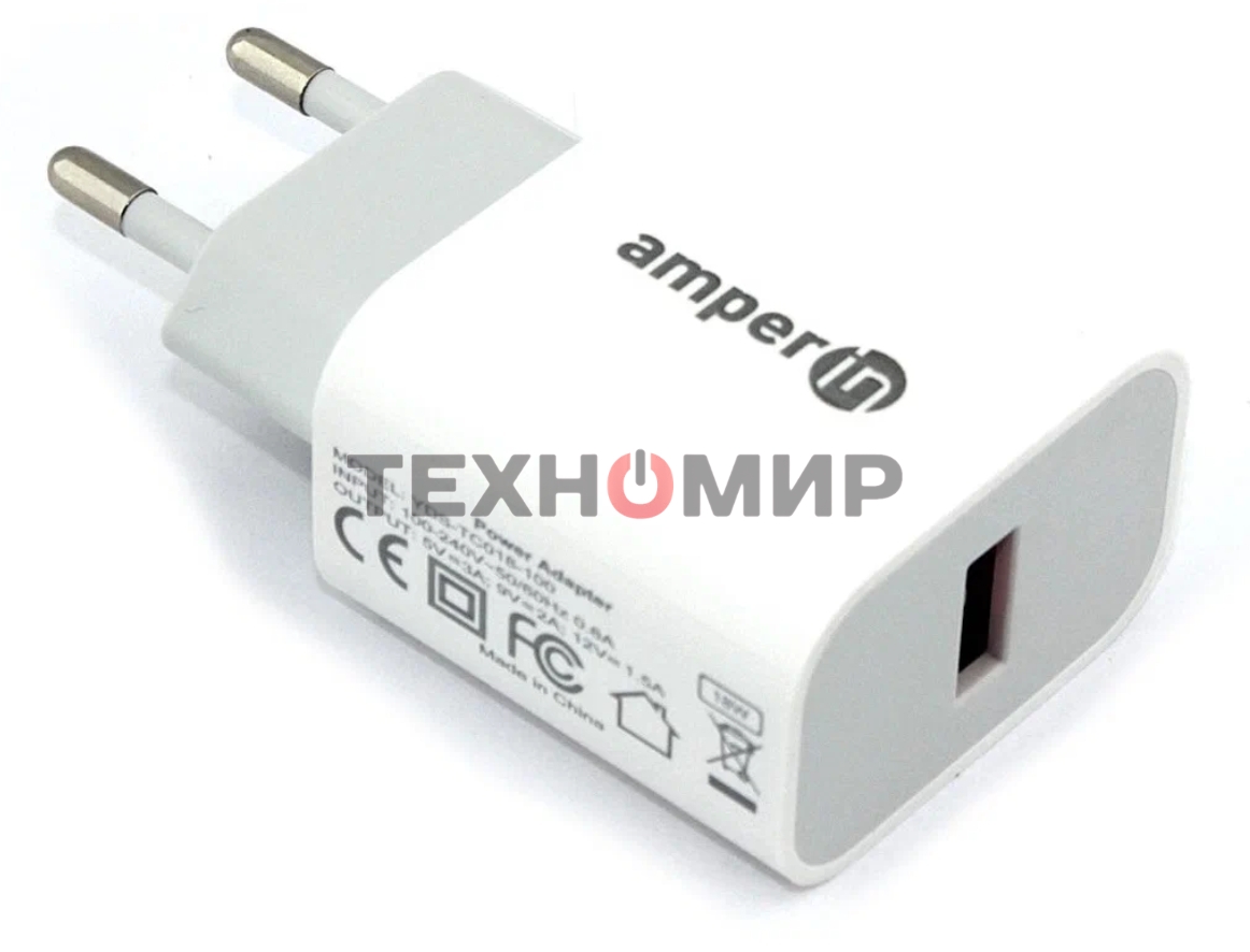 Блок питания (сетевой адаптер) Amperin USB-А, USB-C (YDS-TC045-011) 45W, белый