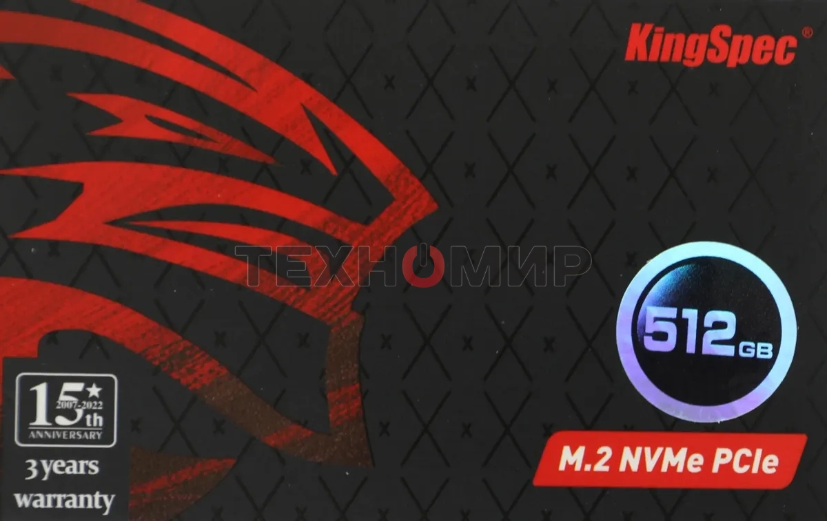 Накопитель SSD KingSpec NE-512, 512Gb, M.2 2280, PCIe 3.0 x4, NVMe, R/W 2400/1700