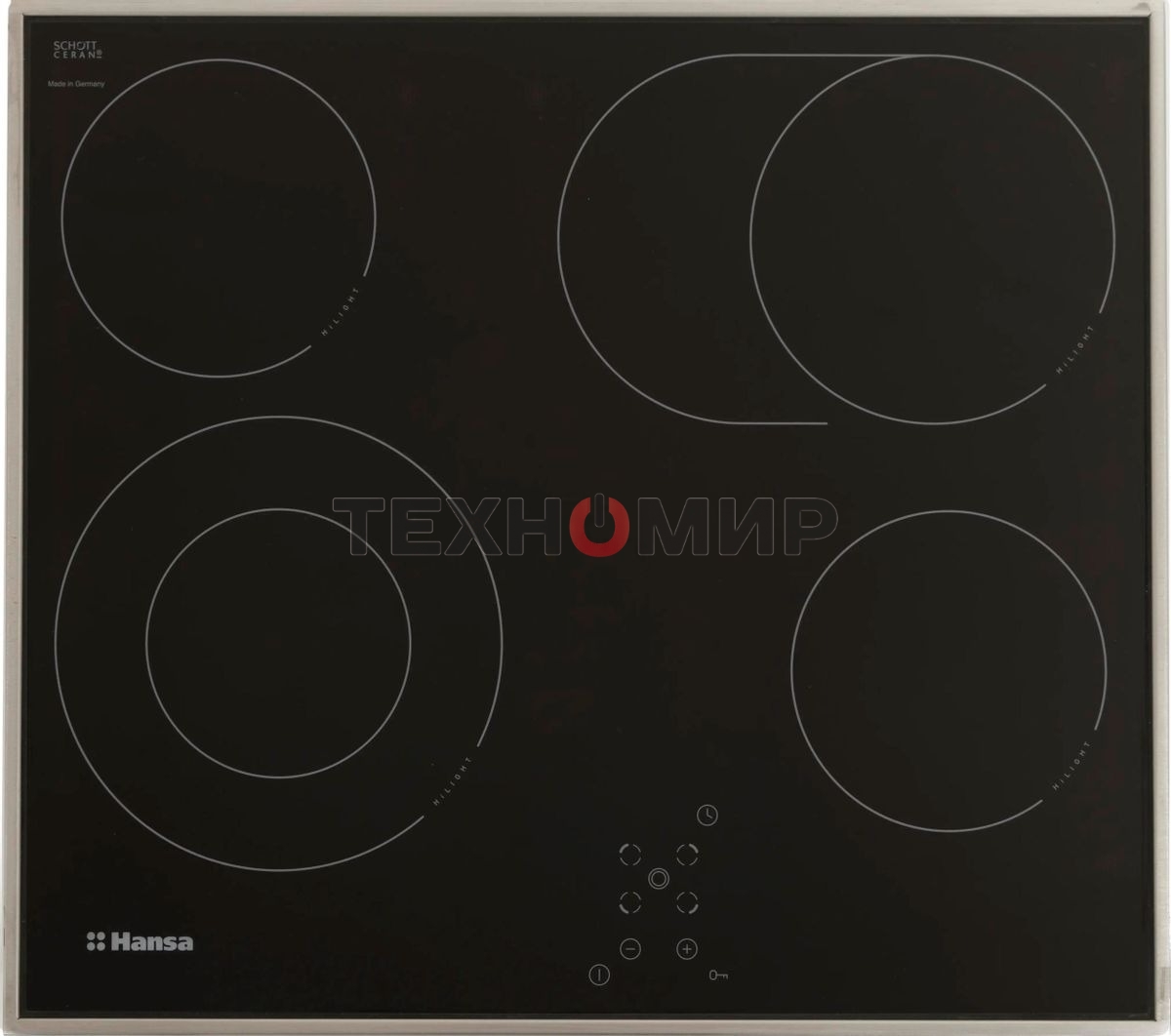 Встраиваемая варочная панель Hansa BHCI66706 Стеклокерамика, независимая, сенсорное управление, таймер, рамка, черная