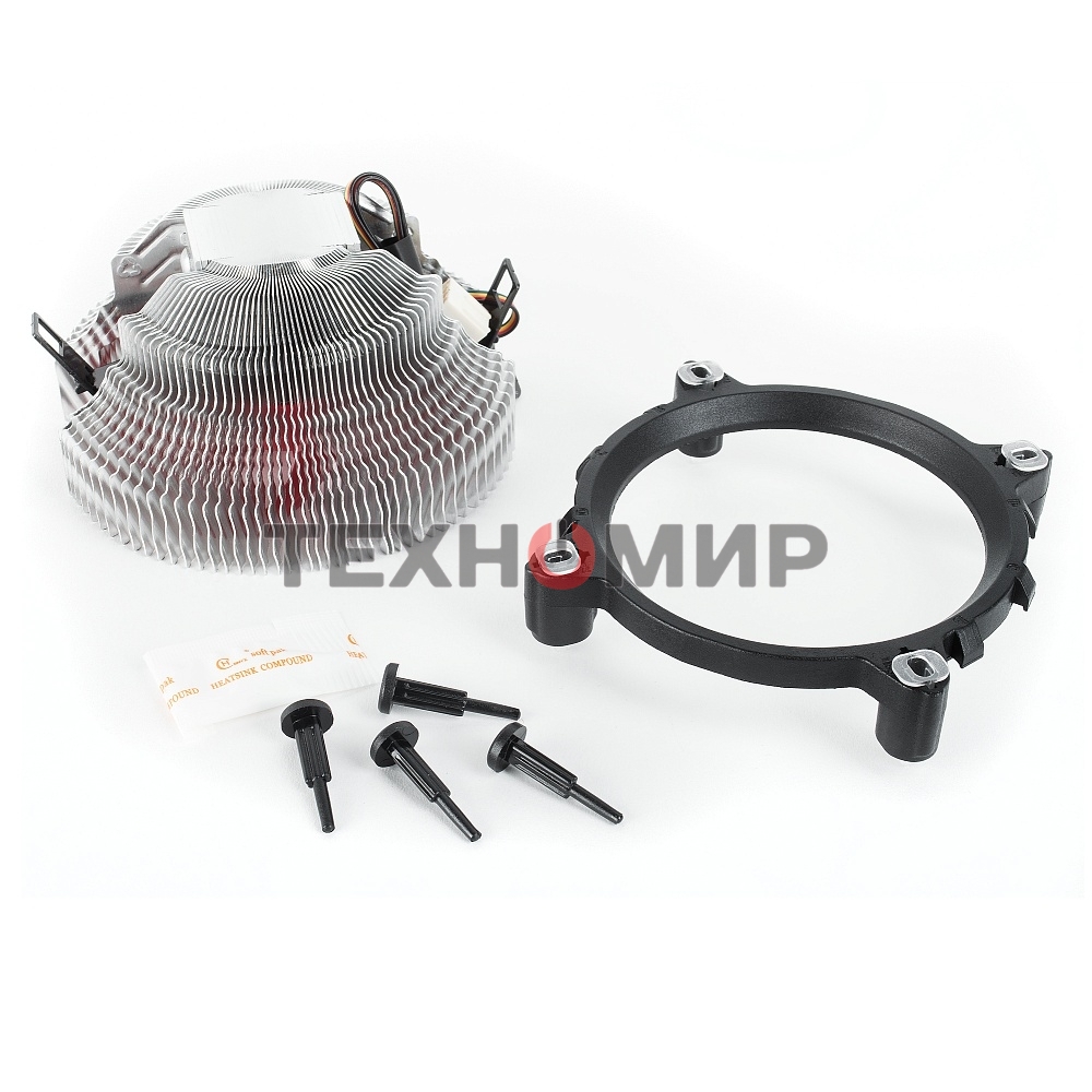 Кулер для процессора Crown CM-91PWM v2 серебристый/красный, 90 мм, алюминий, 2000 об/мин, 20 дБ, 4 pin, 125 Вт, 57 мм