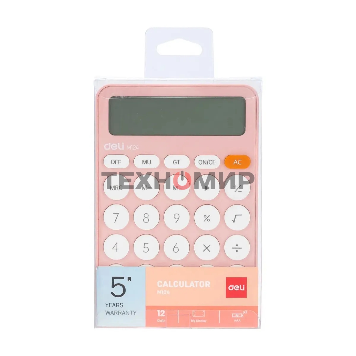 Калькулятор настольный Deli EM124PINK розовый 12-разр.