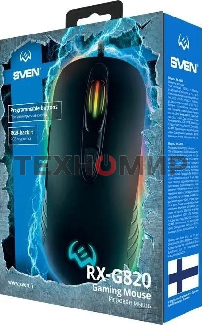 Мышь проводная SVEN RX-G820 черный, 4800 dpi, USB, кнопки - 6
