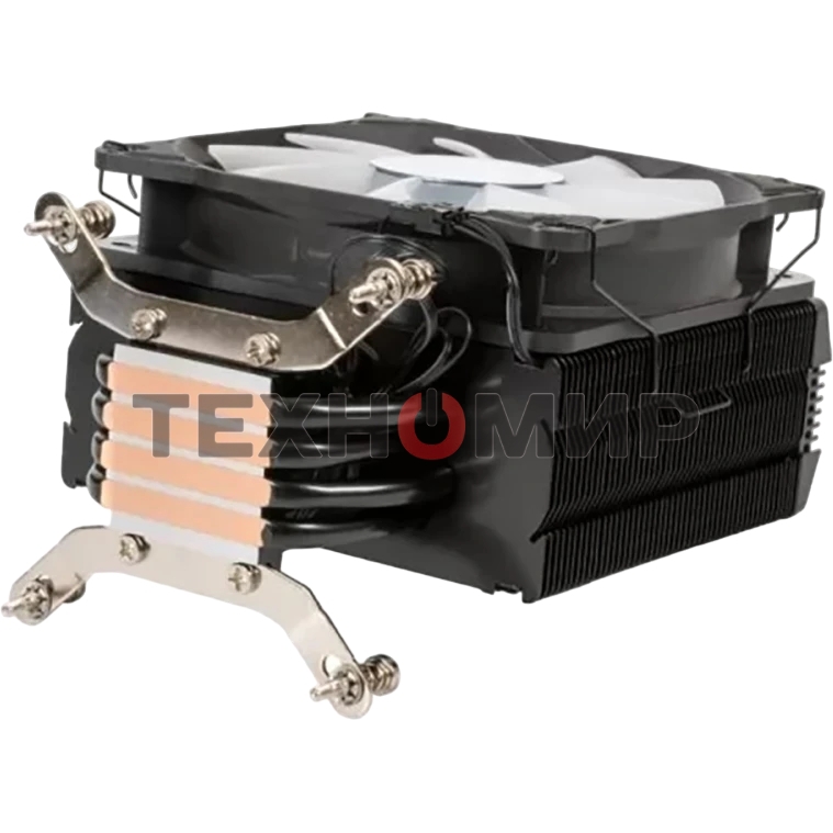 Кулер для процессора Eurocase 4PI120ARGB черный, 120 мм, алюминий/медь, 1800 об/мин, 36 дБ, 4 pin, 180 Вт, 157 мм