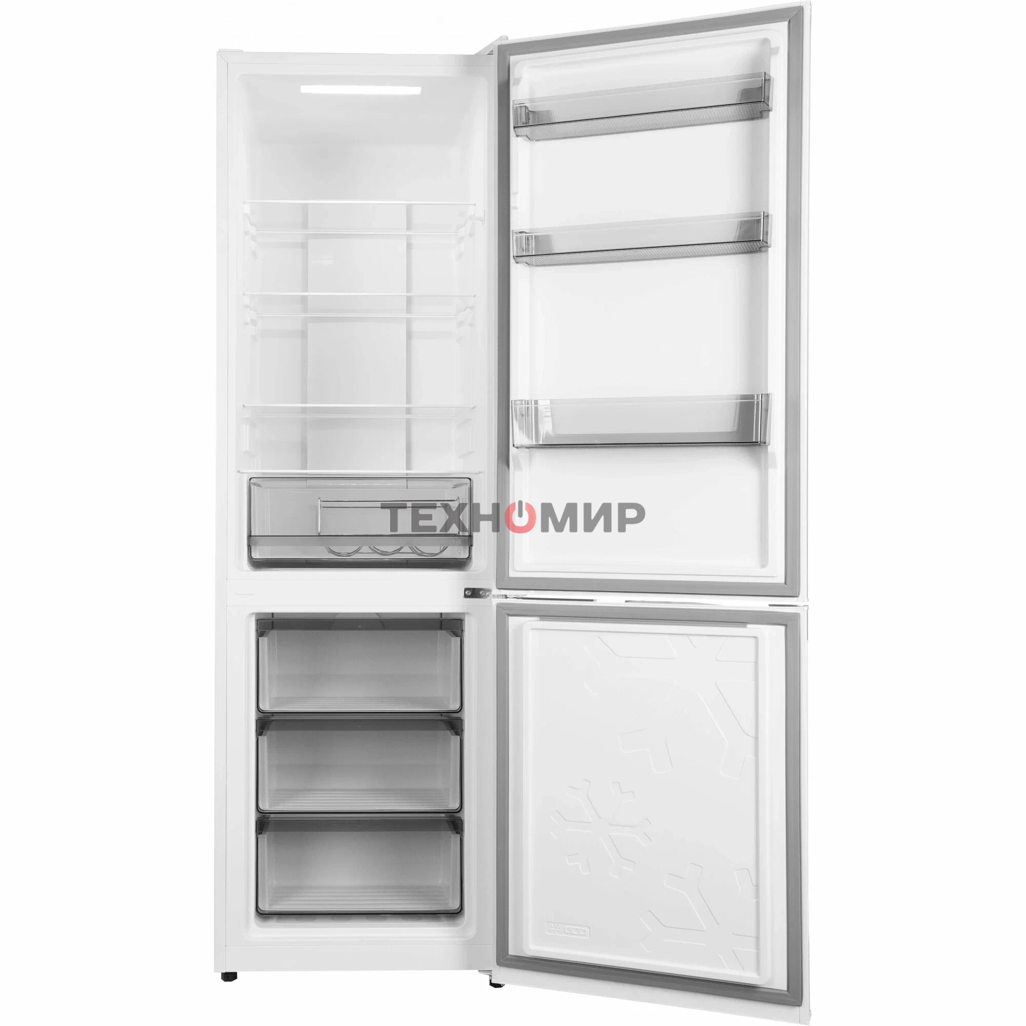 Холодильник Hyundai CC35083F белое стекло двухкамерный 240/95л морозилка снизу, No Frost