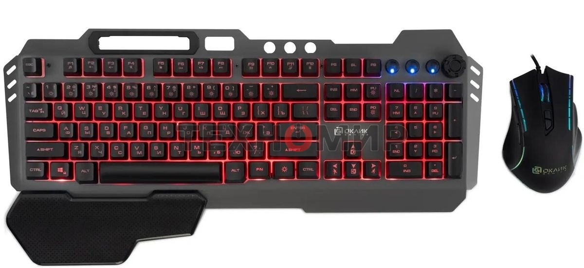 Комплект клавиатура + мышь Оклик GMNG 700GMK клав:черный мышь:черный USB Multimedia LED