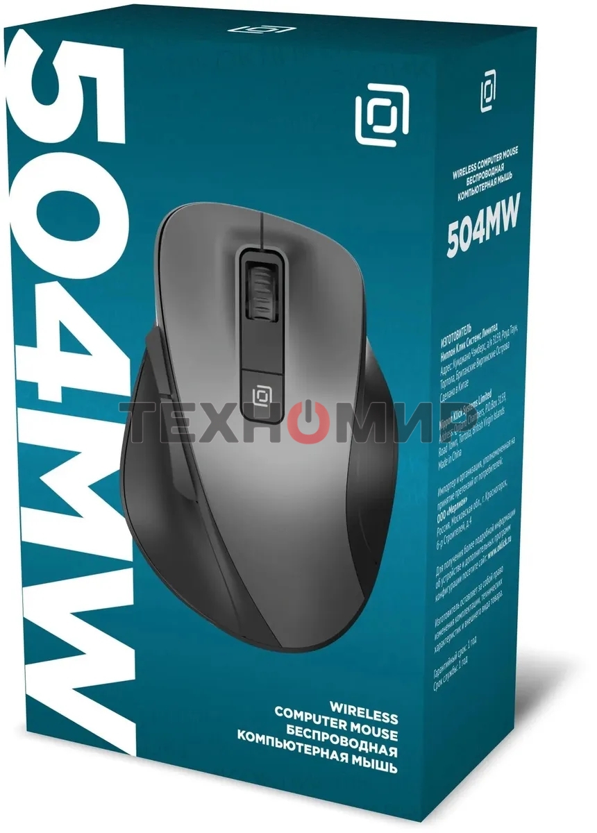 Мышь беспроводная Oklick 504MW черный/серый, 1600 dpi, радиоканал, USB, кнопки - 6