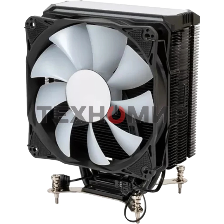 Кулер для процессора Eurocase 4PI120ARGB черный, 120 мм, алюминий/медь, 1800 об/мин, 36 дБ, 4 pin, 180 Вт, 157 мм